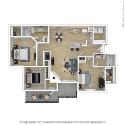 Floor plan for 3 beds, 2 baths, 1248 sqft
